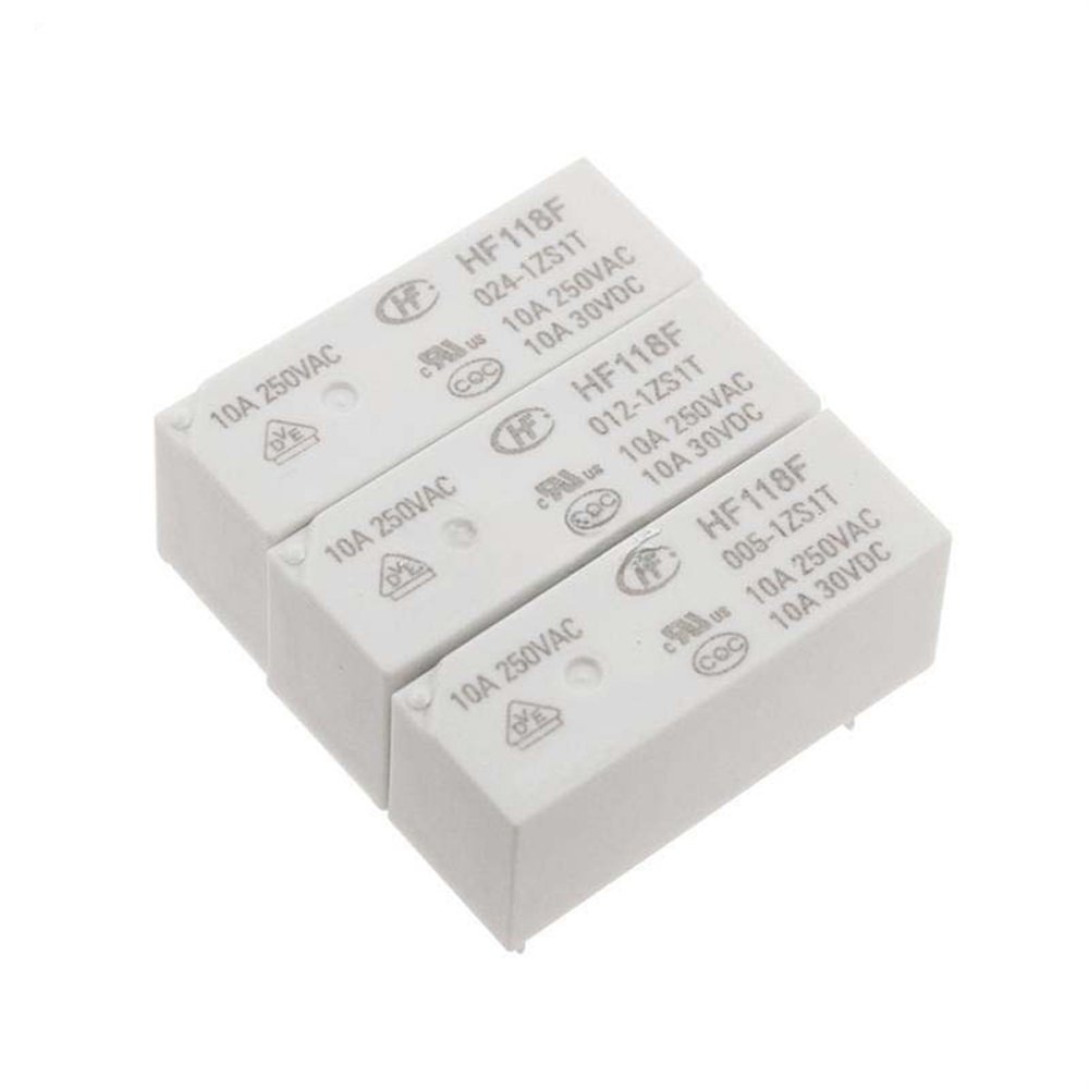 HLELU 5PCS HF118F/JQX-118F 005/012/024-1ZS1T Relay one Set 5 pins 10A (Size : HF118F-005-1ZS1T)