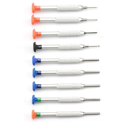 9Pcs Eyeglasses Screwdriver Metal material Different Size Slotted Phillips Plum and hexagonal Use for digital Phone and Mini Product