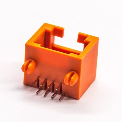20pcs RJ45 Orange Jack Right Angled Single Port Modular Connector 8p8c Through Hole CB Mount Without Shielded