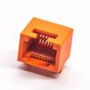 20pcs RJ45 Orange Jack Right Angled Single Port Modular Connector 8p8c Through Hole CB Mount Without Shielded view 2
