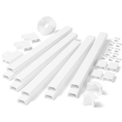 142in Wall Cable Hider Kit, YCLYC Cord Hider Wall Cord Cover for 3-4 Cords, Wire Hiders for TV on Wall, White Wall Cable Management Kit, Paintable Wall Wire Cover 10 x L14.2in W1.18in H0.6in