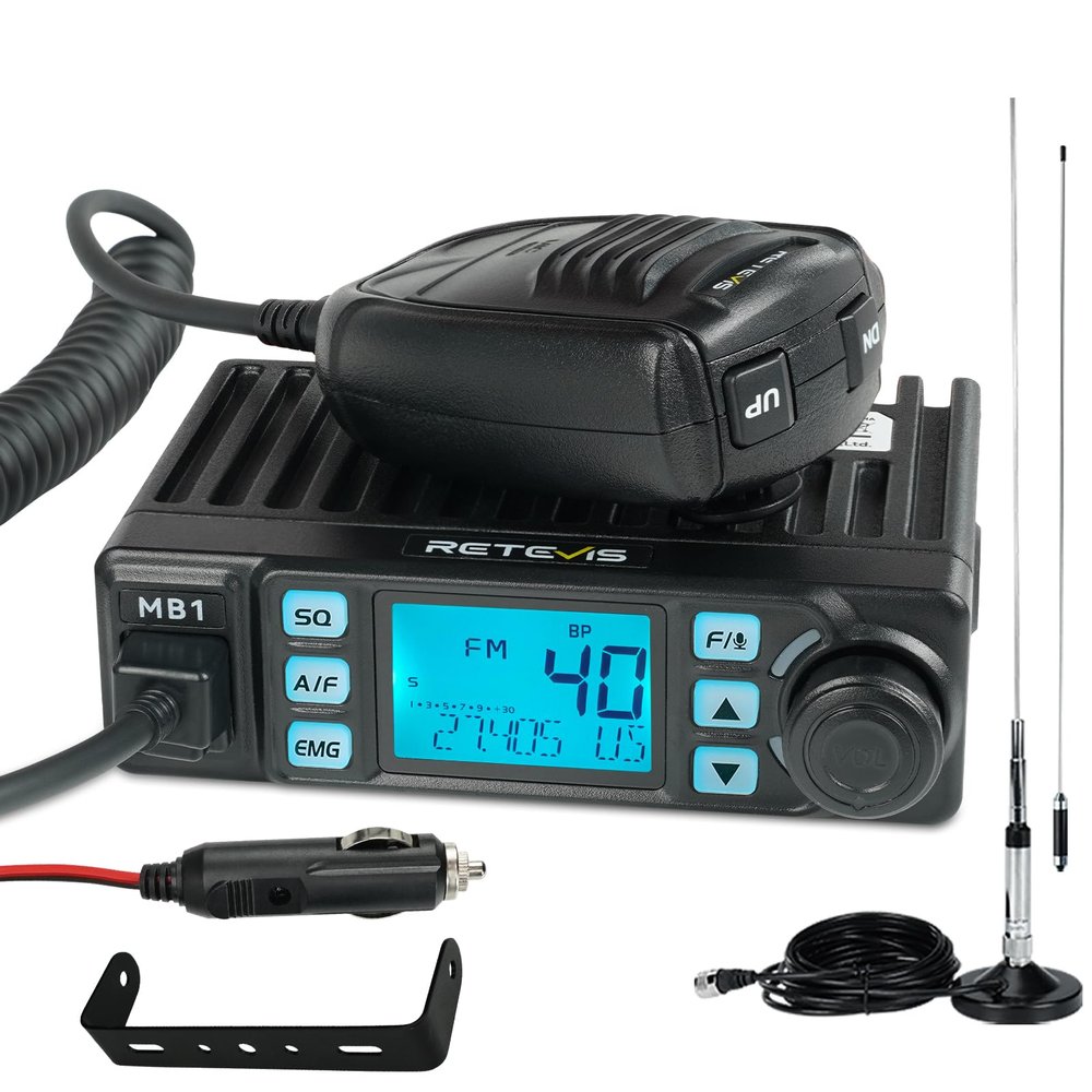 Retevis MB1 CB Radio Kit, AM/FM Mini CB Radio with Antenna for Truck