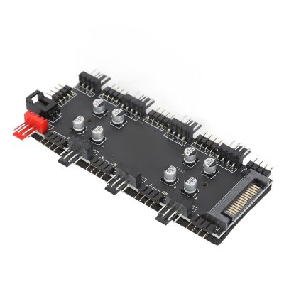 12V 4PIN ARGB and PWM Hub with SATA Power, 2-in-1 Hub 8 Way Sync CPU Cooling Fan for Addressable RGB Lighting PCB Splitter, PWM RGB Case Fan Hub