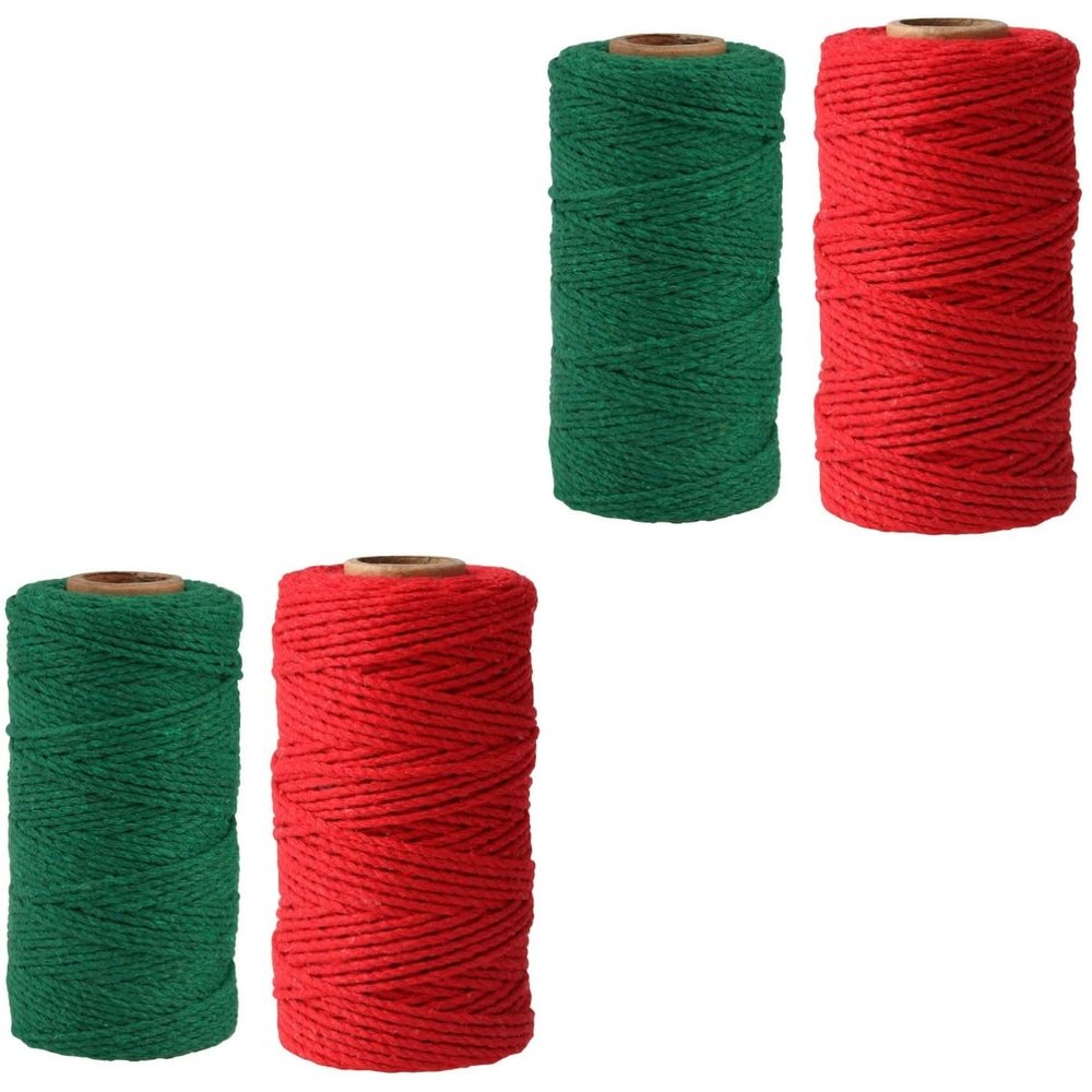 EXCEART 4pcs Colored Cotton Rope Twine for Crafts Decorative Woven String for Wrapping Tapestry Weaving and Festive Decorations for Weddings Birthdays and Gardening