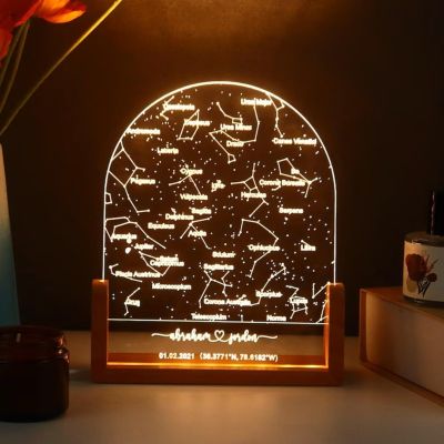 Custom Star Map Night Light,First Date Gifts for Couple,Personalized Night Light Star Map for Specific Date,Star Map Night Light for Anniversary Valentines Day Wedding Gift (6 * 8in,1-Color)