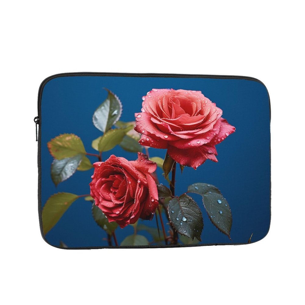 NONHAI Red Rose Flower in Blue Laptop Sleeve Case 17 inch Laptop Bag Shockproof Protective Notebook Case Computer Carrying Bag Case