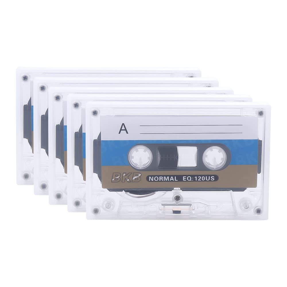 60 Minute Blank Cassette Tapes, Recordable Clear Audio Cassette Tape for Speech Music Recording,Tapes Audio Tapes with Individual Case(5PCS,White)