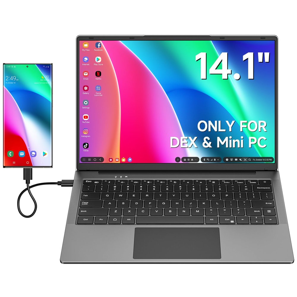 Portable Monitor with Keyboard, 14.1Inch Lapdock Monitor Built-in 5000mAh Battery, 1080P HDR IPS Portable Display for Laptop, Steam Deck, Nintendo Switch, Windows, Mac