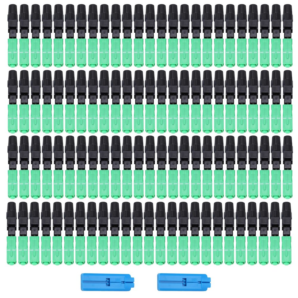 Respicefinem 100Pcs SC Optic Fiber Fast Connector FTTH High Loss Low Insertion Loss Reusable Convenient Repairing and Transmission