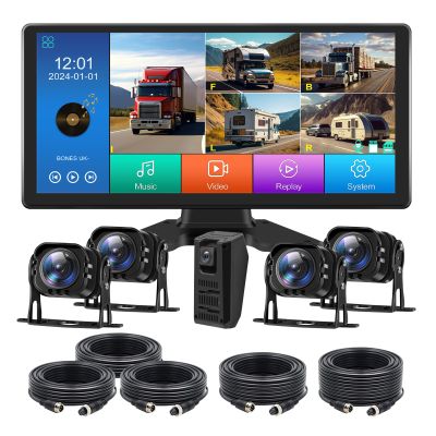4K Backup Camera System with 10.36" IPS 5-Channel Touch Screen Monitor Rear Side View 5 AHD Camera DVR Recording Backup Heavy Duty Camera for Truck Bus RV Trailer Semi Box EH5 VEKOOTO