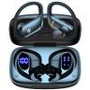 2 Sets Wireless Earbuds Bluetooth Headphones 48hrs Play Back Sport Earphones with LED Display Over-Ear Buds with Earhooks Built-in Mic Headset for Workout Black + Sky Blue view 2