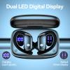2 Sets Wireless Earbuds Bluetooth Headphones 48hrs Play Back Sport Earphones with LED Display Over-Ear Buds with Earhooks Built-in Mic Headset for Workout Black + Sky Blue view 3