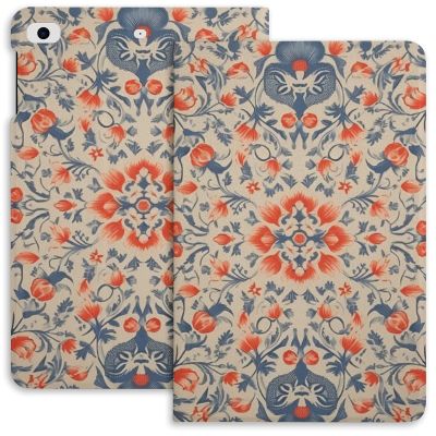 Blue and Orange Floral Case for iPad iPad Mini 5/4/3/2/1(7.9- Inch) iPad Mini 6 (8.3-inch, 2021) with Pencil Holder, Protective Case with Soft TPU Back, Auto Sleep/Wake Cover