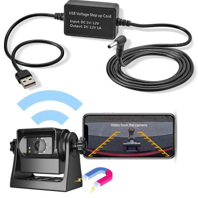 EWAY WiFi Magnetic Hitch Wireless Backup Rear/Front View Camera Rechargeable Battery for iPhone iPad Android + Radar Detector Cable USB to DC 3.5 Plug (DC3.5mm x 1.35mm) Radar Detectors Power Cord 5ft