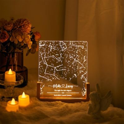 Custom Star Map Night Light,Personalized Constellation Chart Lamp by Date and Location,Star Map Night Light,Gift for Boyfriend/Girlfriend,Birthday,Valentine,Anniversary (Square,5 * 7in-3-color)