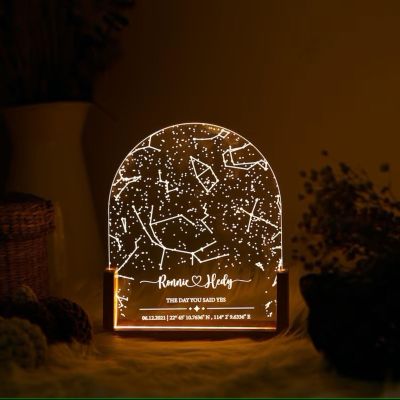 Custom Star Map Night Light for Couples,Personalized Night Light Star Map Plaque,Star Constellation Map for Specific Date,Where We Met,First Date,Customized Gifts (7-colors,8 * 6.5in)