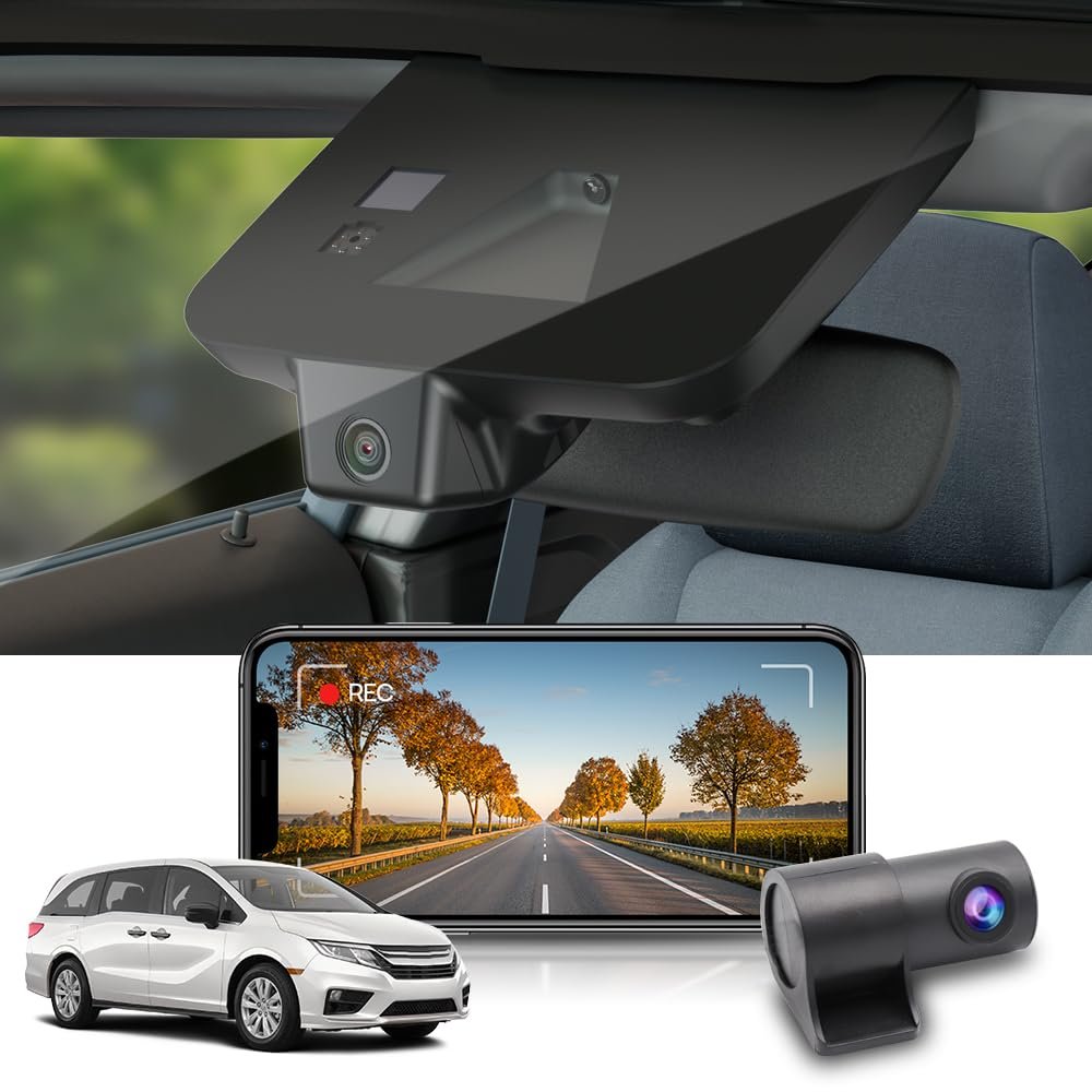 Fitcamx Front 2K+Rear 1080P Dash Cam Suitable for Honda Odyssey 2018-2020 EX LX Touring Elite EX-L Gen5, OEM Factory Look, 2 Way HD Video, Built-in WiFi & APP, G-Sensor, Easy to Set, 64GB Card