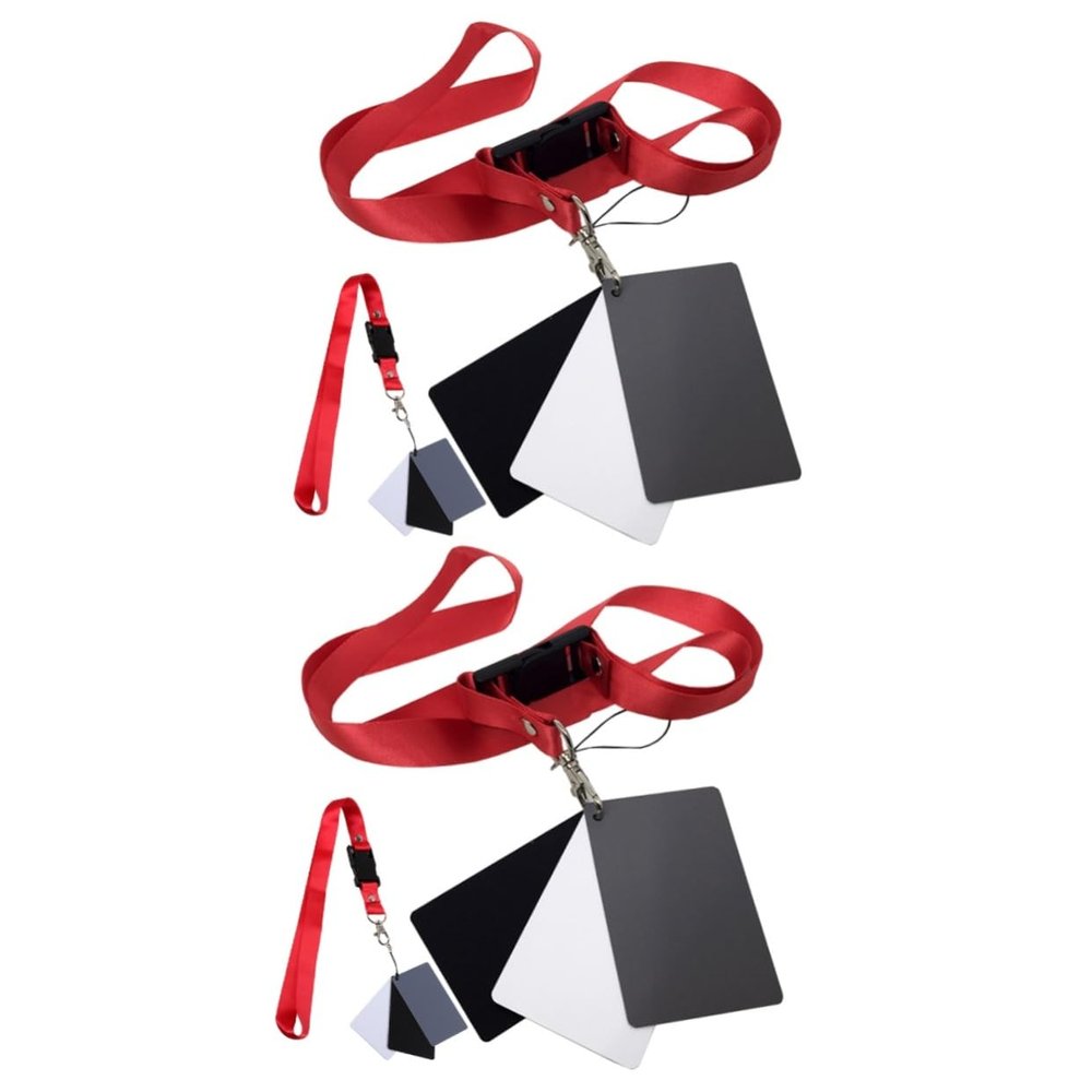 Hemoton 4pcs Black Camera Lanyard Card Holder Photography Checker Strap Grey Balance Card Video Film Neck Lanyard