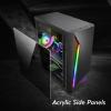 ARrase Mid-Tower Computer Case,Supports ATX M-ATX Mini-ITX,Integrated Water Cooling,Acrylic Side Panels,Light Bar,Pre-Installed 4x120mm Fan (Color : Black), 18648 view 3