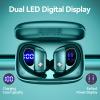 2 Sets Wireless Earbuds Bluetooth Headphones 48hrs Play Back Sport Earphones with LED Display Over-Ear Buds with Earhooks Built-in Mic Headset for Workout Sky Blue+Green view 3