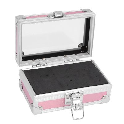 Nail Drill Bit Holder Case, Aluminum Alloy Nail Drill Bit Holder Storage Box with Secure Lock, Transparent Cover, Multi Hole Capacity Nail Tools Organizers Container for