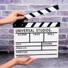 Gavilion Movie Film Clap Board, 11.4 * 10.6Inch/29 * 27Cm Dry Erase Black Wooden Clapper Movie Accessory, Action Scene Noteboard for Director Camera Film Studio,Black view 4