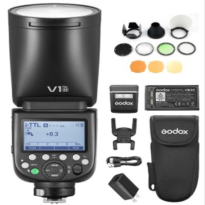 GODOX V1 PRO N 2.4G Wireless Camera Flash 1/8000s HSS 1.3s Recycle Time with M/TTL Flash Mode with Detachable Sub Flash Speedlite Compatible with Nikon Cameras + Godox AK-R1 Pocket Flash Light Acces