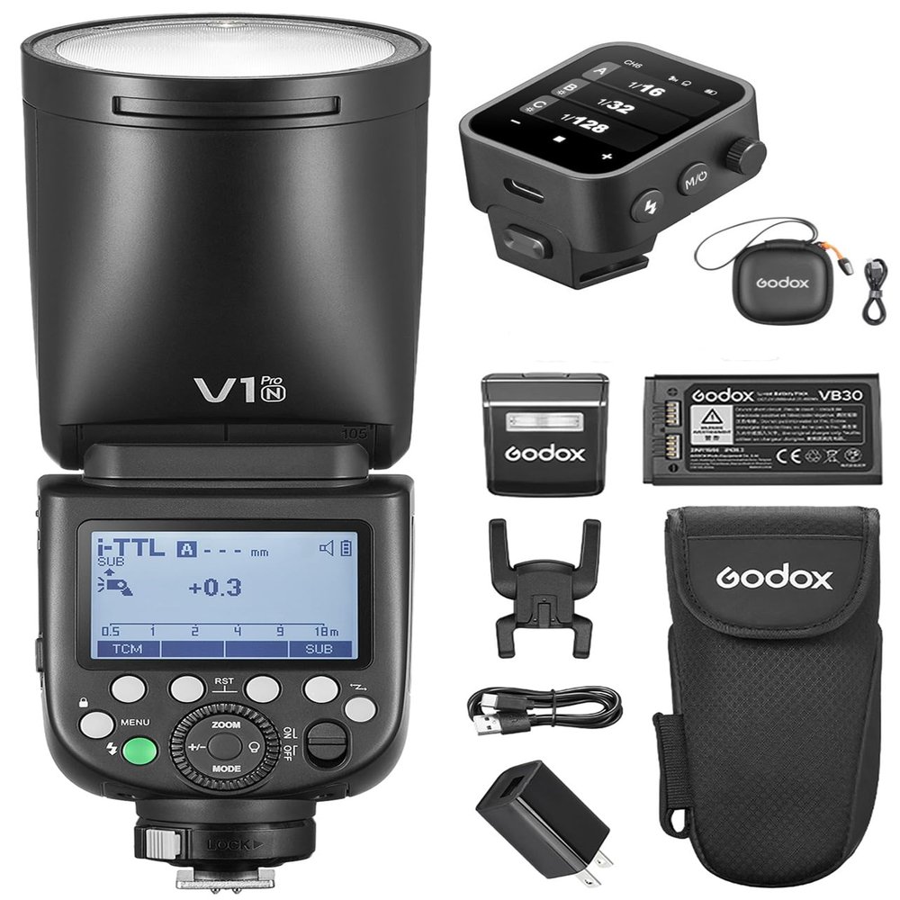 GODOX V1 PRO N TTL Li-ion Round Head Camera Flash + GODOX Xnano-N 2.4G Wireless Flash Trigger