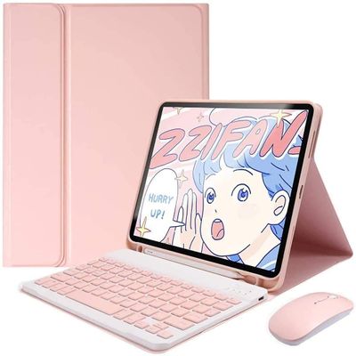 kaidisen Keyboard Case Mouse for Galaxy Tab A9+ 5G 11 inch 2023 Model (SM-X210/X216/X218) Keyboard Case with Bluetooth Mouse Detachable Cute Color Keyboard Cover,Pink