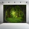 chnywork 8x6ft Enchanted Forest Backdrop Fairy Tale Wonderland Magical Fantasy Forest Tropical Jungle Rainforest Photo Background for Jungle Safari Theme Party Decor Wallpaper Photo Booth Props view 2