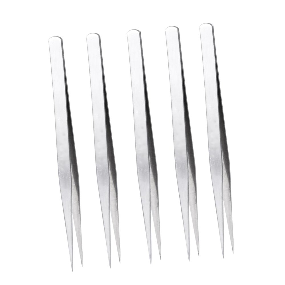 Angoily 10pc Stainless Steel Pointed Tweezers for Sewing Crafting and Precision Work Durable Resistant Straight Tip Tweezers Ergonomic Design for Easy Handling