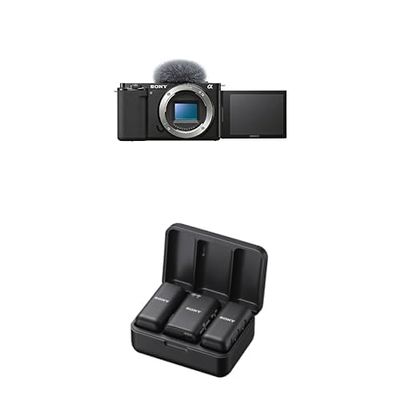 Bundle of Sony Alpha ZV-E10 - APS-C Interchangeable Lens Mirrorless Vlog Camera - Black + Sony Dual-Channel Wireless Microphone ECM-W3