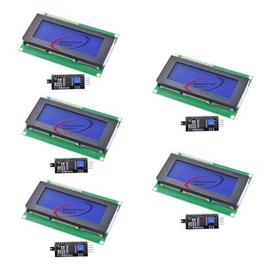5pair LCD HD44780 2004 4x20 Serial LCD Black Character Blue Backlight Display Board IIC PCF8574T I2C Adapter Converter