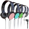 5 Pack Bulk Wired On-Ear Leather Headphones with 3.5mm Connector, Round Metal Housing, Multi view 1