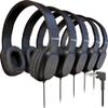 40 Pack Bulk Wired On-Ear Leather Headphones with 3.5mm Connector, Oval Metal Housing, Black view 1