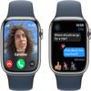 Apple Watch Series 9 [GPS + Cellular 41mm] Smartwatch with Silver Stainless Steel Case with Storm Blue Sport Band S/M. Fitness Tracker, ECG Apps, Always-On Retina Display view 4