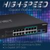 TRENDnet TPE-BG182g, 18-Port Gigabit 470W PoE++ Switch with 8 x 95W PoE++ Ports, 8 x 30W PoE+ Ports, 2 Gigabit SFP Slots,470W PoE Budget, 1U 19 Rack Mountable, Black (Renewed) view 3