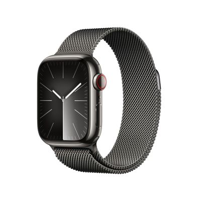 Apple Watch Series 9 [GPS + Cellular 41mm] Smartwatch with Graphite Stainless Steel Case with Graphite Milanese Loop. Fitness Tracker, ECG Apps, Always-On Retina Display