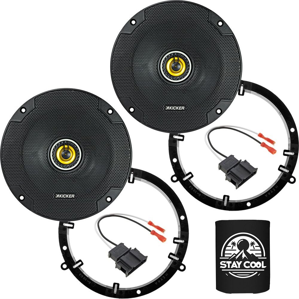 KICKER Speakers 6.5 inch for Volkswagen GTI 2006-2014 Upgrade Kit - Pair of CS Series with Adapters and Harness, Coaxial 6 1/2 Car Audio Front or Rear Door Speaker CSC654, 46CSC654