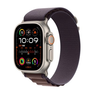 Apple Watch Ultra 2 [GPS + Cellular 49mm] Smartwatch with Rugged Titanium Case & Indigo Alpine Loop Medium. Fitness Tracker, Precision GPS, Action Button, Extra-Long Battery Life