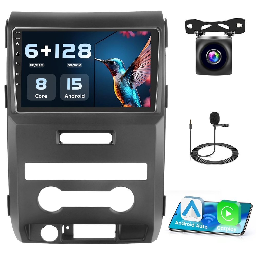[8 Cores 6+128G] Radio Upgrade for Ford F150 F-150 2009 2010 2011 2012, 9'' HD Touchscreen Head Unit with Wireless CarPlay Android Auto/GPS Navigation/5GHz WiFi/Bluetooth5.0/FM/RDS/32 EQ