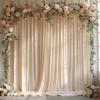 10x10ft Wrinkle Free Backdrop Curtain for Parties Soft Fabric Drapes Wedding Cream Curtain Backdrop for Birthday Party Decorations Background for Photography 5x10ft,2 Panels view 1