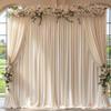 10x10ft Wrinkle Free Backdrop Curtain for Parties Soft Fabric Drapes Wedding Cream Curtain Backdrop for Birthday Party Decorations Background for Photography 5x10ft,2 Panels view 4
