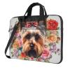 Laptop Shoulder Bag 15.6 inch Laptop Bag Computer Bag Yorkie Floral Messenger Bag for Unisex view 1