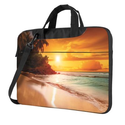 Laptop Shoulder Bag 15.6 inch Laptop Bag Computer Bag Tropical Beach Sunset Messenger Bag for Unisex