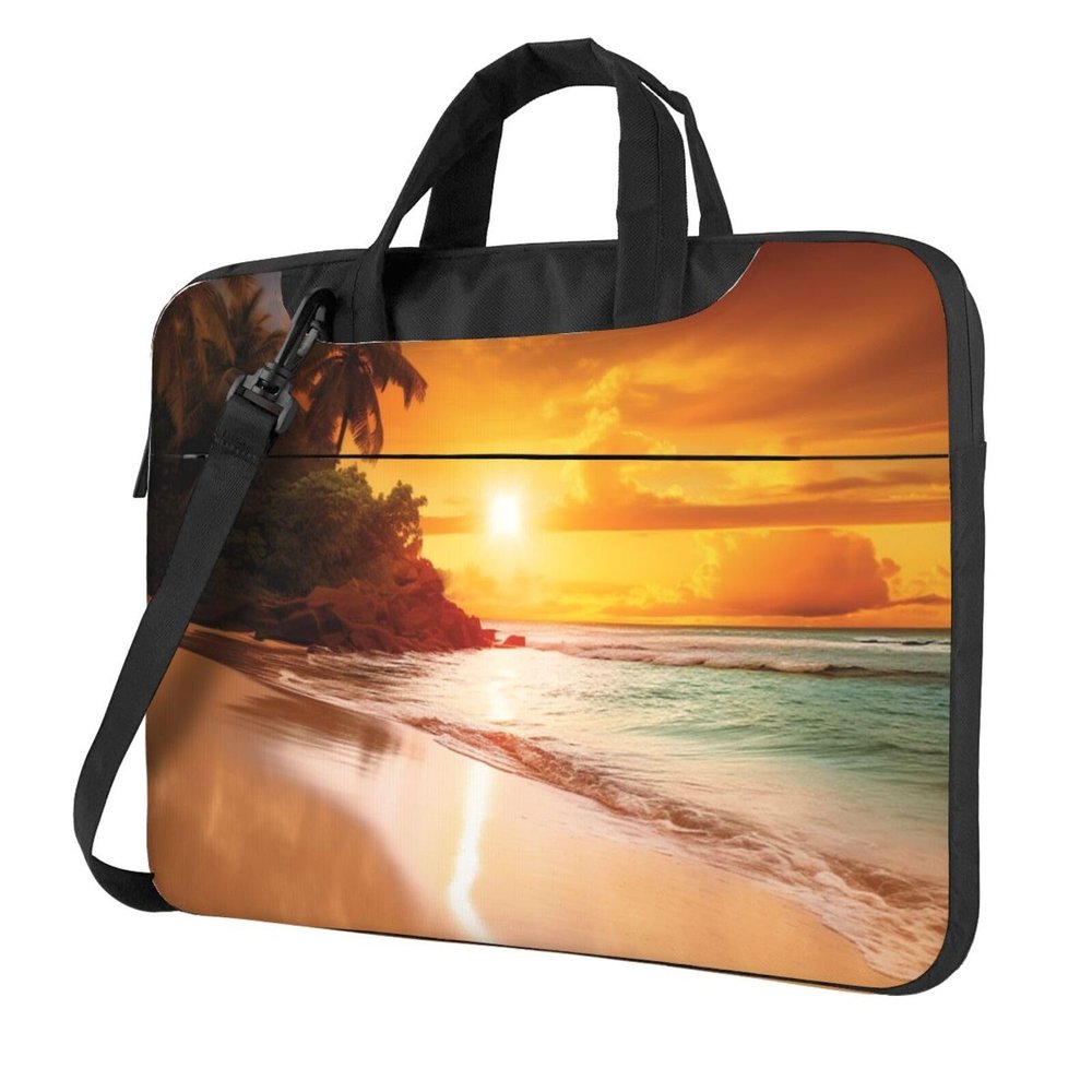 Laptop Shoulder Bag 15.6 inch Laptop Bag Computer Bag Tropical Beach Sunset Messenger Bag for Unisex
