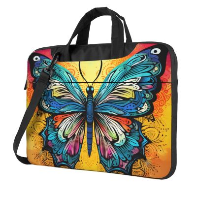 KHiry Laptop Shoulder Bag 15.6 inch Laptop Bag Computer Bag Butterfly Tie Dye Messenger Bag for Unisex, Black
