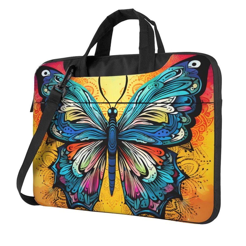 KHiry Laptop Shoulder Bag 15.6 inch Laptop Bag Computer Bag Butterfly Tie Dye Messenger Bag for Unisex, Black