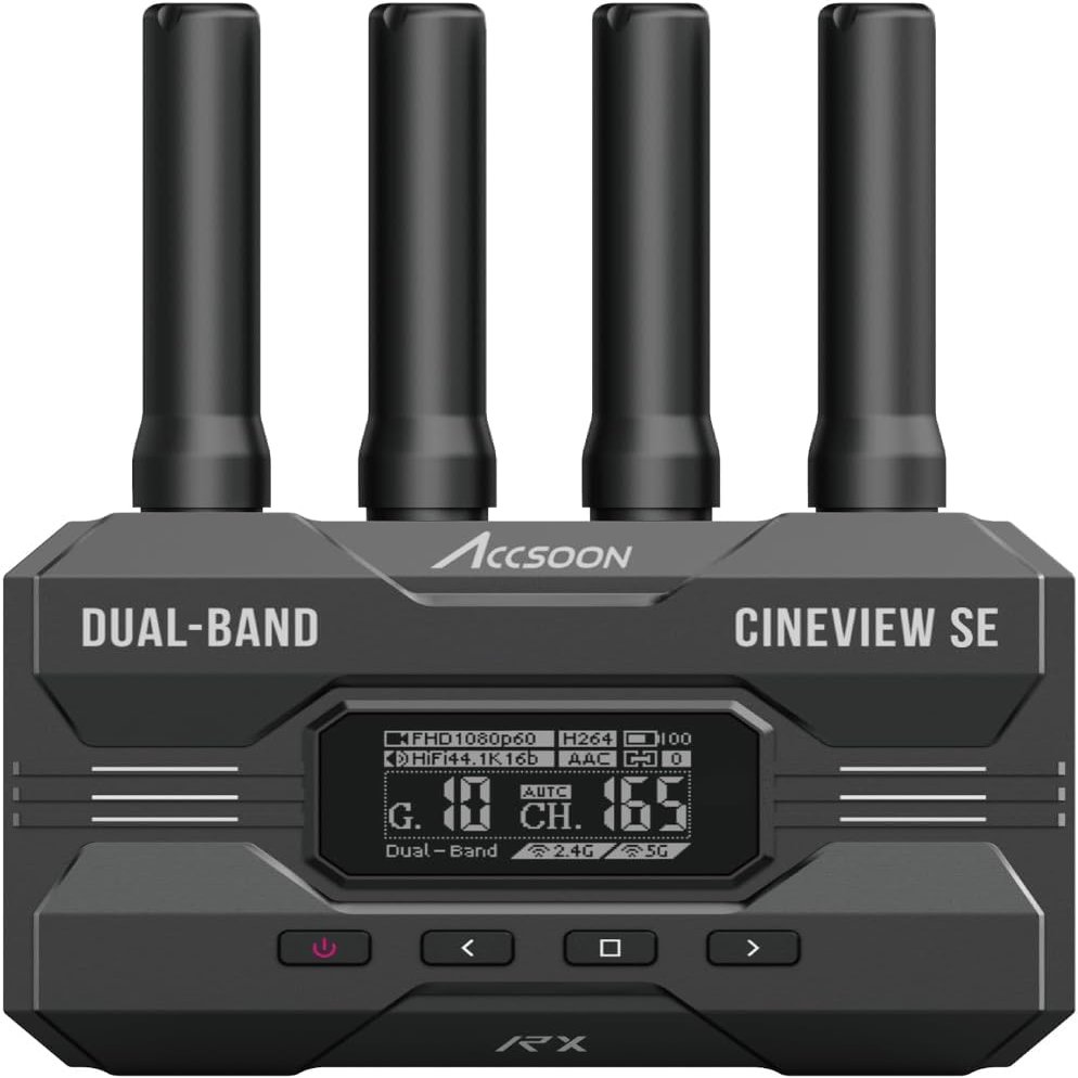 Accsoon CineView SE Wireless HDMI&SDI Video Transmission System, 2.4GHz+ 5GHz Dual-Band Transmission, 1200ft RNG. 50ms LAT.& 1080P60fps, Compatible with SE/2 SDI/HE/Quad Transmitter-SE Receiver Only