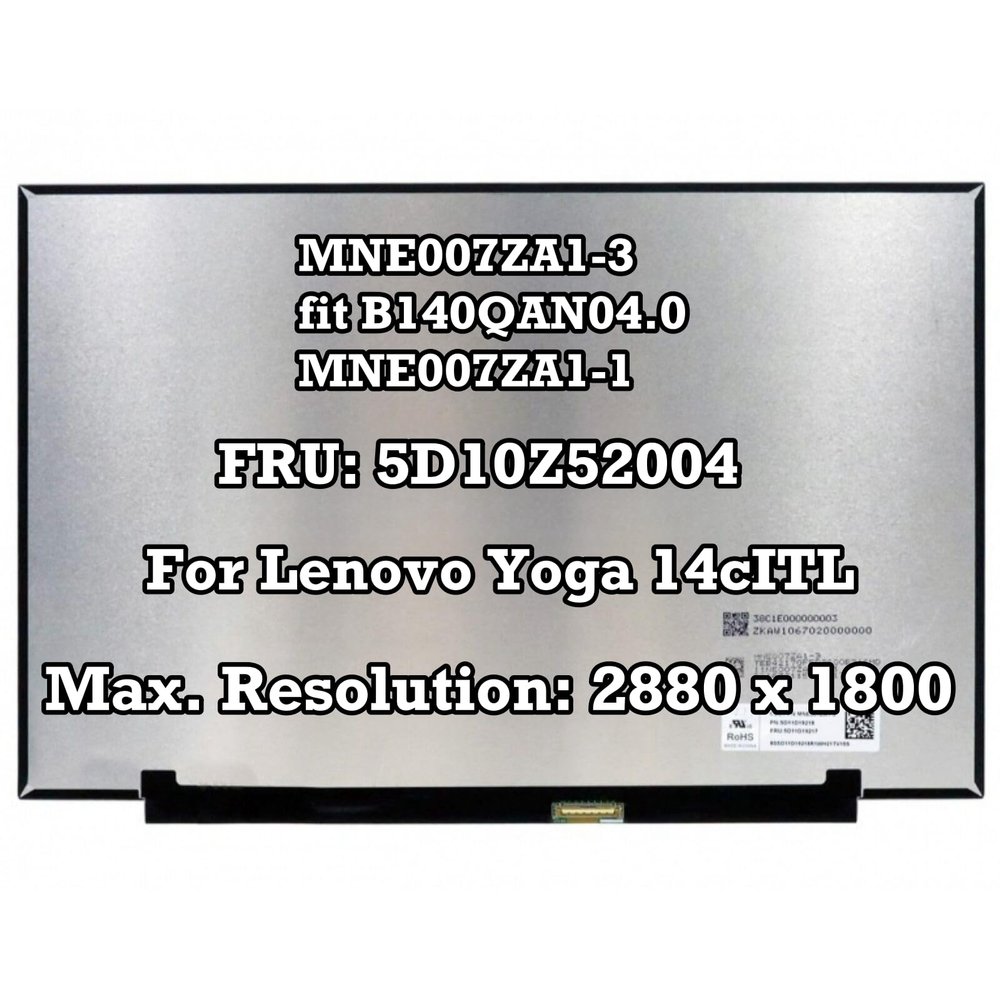 100% sRGB MNE007ZA1-3 fit B140QAN04.0 MNE007ZA1-1 40Pins 90 Hz 28801800 LCD Screen Replacement for Lenovo Yoga 14cITL 5D10Z52004